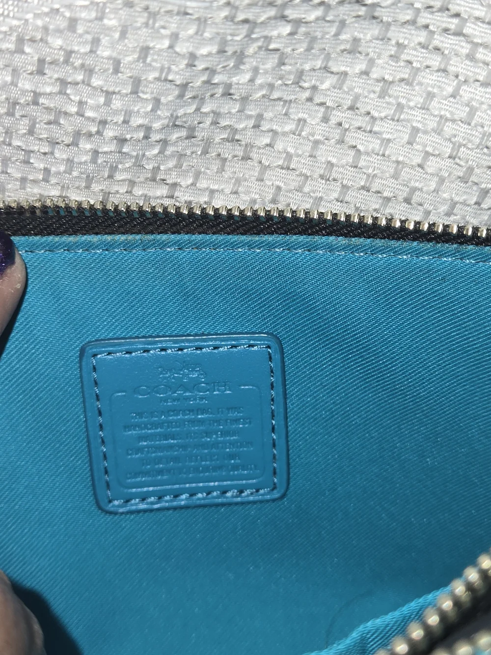 Coach Teal & Navy Large Leather Double Zip Wristlet